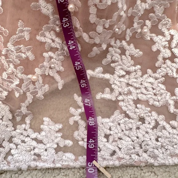 Blush pink Wedding Dress w/detachable train! Hand beaded pearls and lace! - Picture 11 of 12